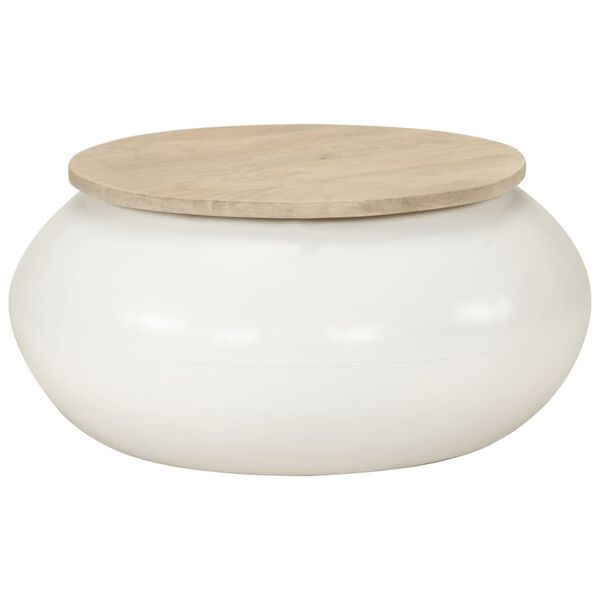 vidaXL Tavolino da Salotto Bianco 51x51x27 cm Legno Massello di Mango