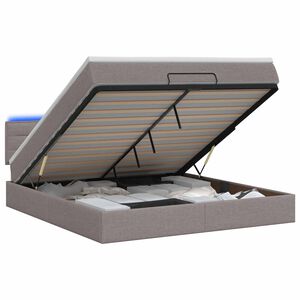 vidaXL Letto Ottomano con Materasso e LED Tortora 140 x 190 cm Tessuto