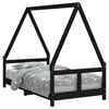 vidaXL Giroletto per Bambini Nero 80x160 cm in Legno Massello di Pino