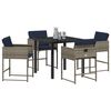 vidaXL Set da Pranzo per Giardino con cuscino 5 pcs Grigio polyrattan