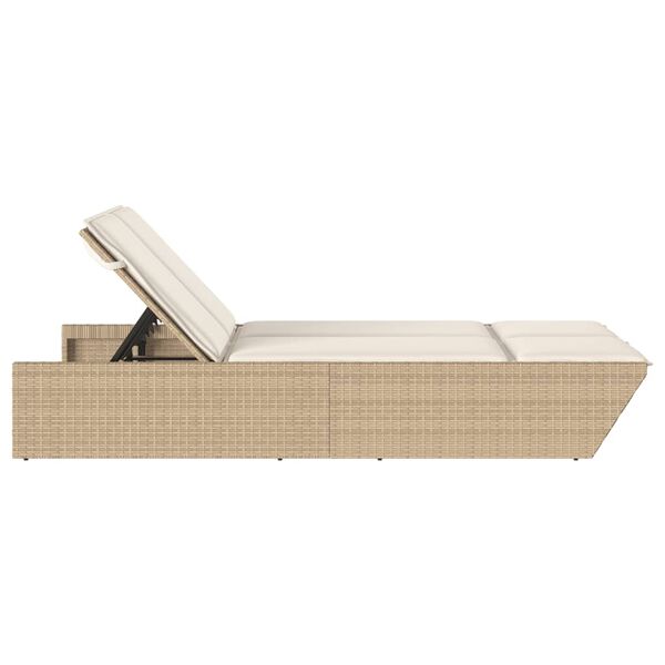 vidaXL Lettino Prendisole con Cuscini Beige in Polyrattan