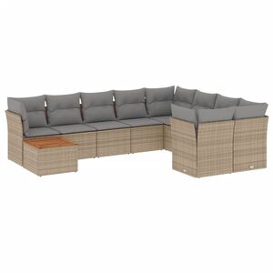 vidaXL Set Divano da Giardino 10 pz con Cuscini Beige in Polyrattan