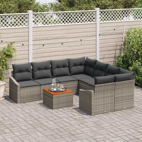 vidaXL Set Divano da Giardino 9 pcs Grigio