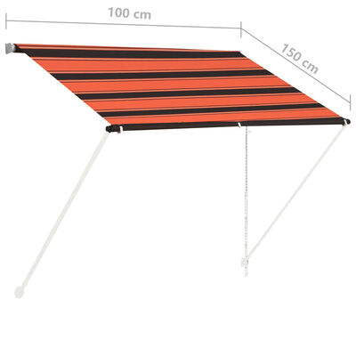 vidaXL Tenda da Sole Retrattile con LED 100x150 cm Arancione e Marrone