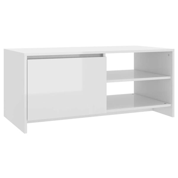 vidaXL Tavolino Salotto Bianco Lucido 102x50x45cm in Legno Multistrato