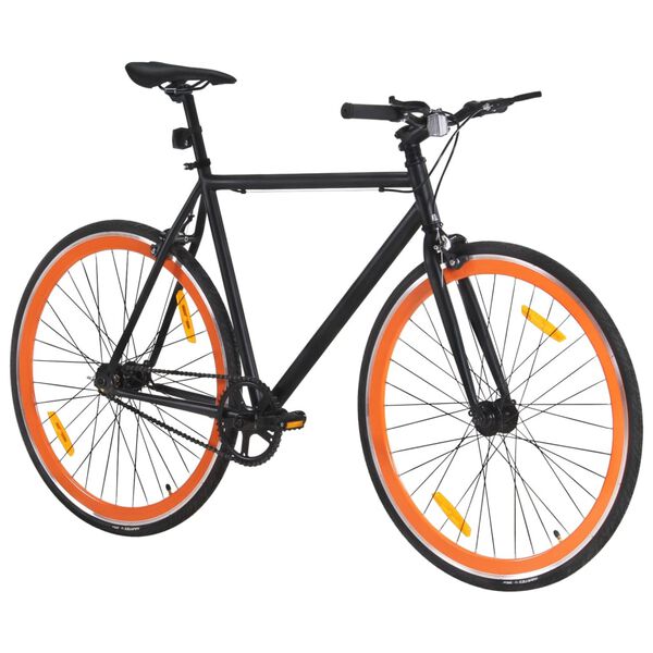 vidaXL Bicicletta a Scatto Fisso Nera e Arancione 700c 55 cm