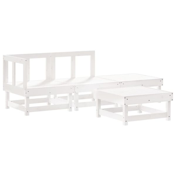vidaXL Set Divani da Giardino 4pz con Cuscini in Legno Massello Bianco
