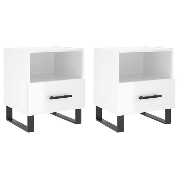 vidaXL Comodini 2 pz Bianco Lucido 40x35x47,5 cm in Legno Multistrato