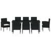 vidaXL Set da Pranzo per Giardino con cuscino 9 pcs Nero polyrattan
