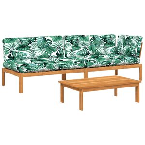 vidaXL Set Divano Pallet Giardino 3pz con Cuscini Massello Acacia
