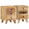 vidaXL Comodini 2pz 37x32x50 cm in Legno Massello di Mango Grezzo