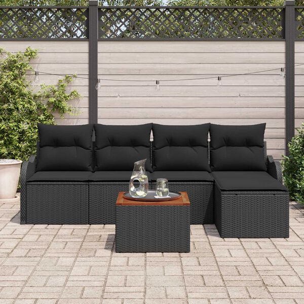 vidaXL Set Divano da Giardino 6 pcs Nero