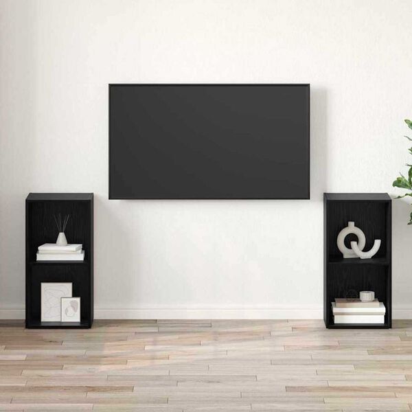 vidaXL Set mobile TV 2 pcs Rovere Nero 72 x 35 x 36,5 cm