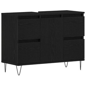 vidaXL Armadio per Lavabo da Bagno Rovere Nero 80 x 33 x 60 cm