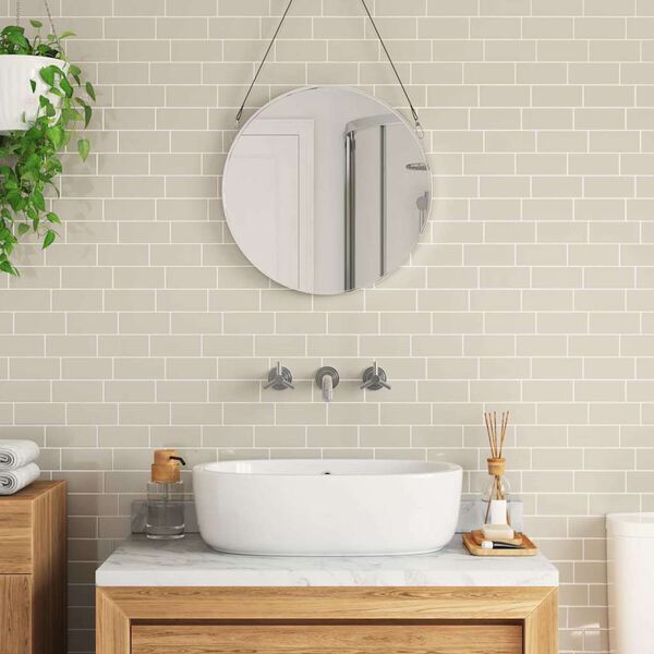 vidaXL Piastrella subway 10 pcs Beige 29.4 x 21.4 cm Poliuretano e PET