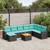 vidaXL Set Divani da Giardino 9 pz con Cuscini Nero in Polyrattan