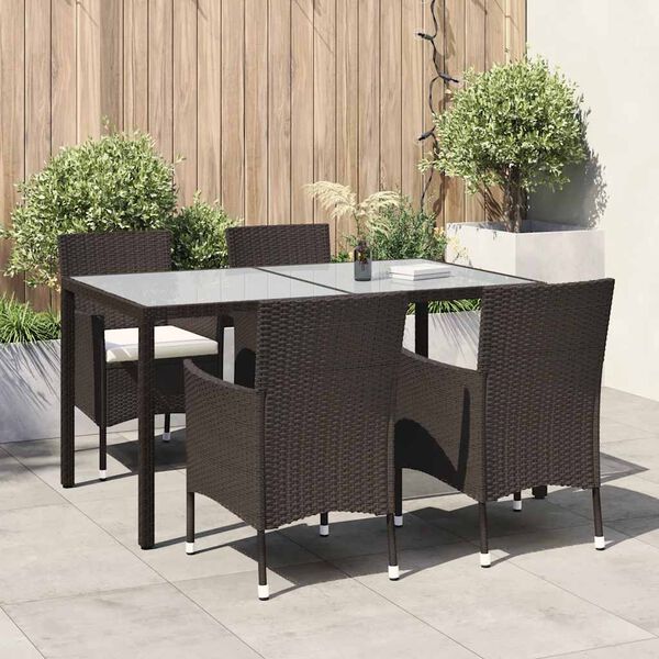 vidaXL Set Mobili da Giardino 5 pz con Cuscini in Polyrattan Marrone