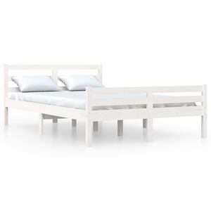 vidaXL Giroletto Bianco in Legno Massello 135x190 cm Double
