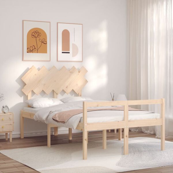 vidaXL Letto per Anziani con Testiera Small Double in Legno Massello