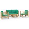 vidaXL Set Salotto da Giardino 5pz con Cuscini Verdi Bamb&ugrave;