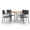 vidaXL Set Mobili da Pranzo Giardino 5 pz in Polyrattan Nero