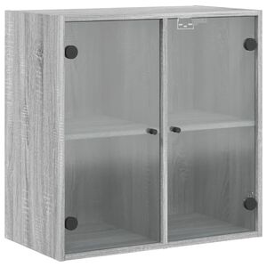 vidaXL Mobile a Muro con Ante in Vetro Grigio Sonoma 68x37x68,5 cm