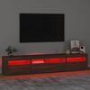 vidaXL Mobile Porta TV con Luci LED Rovere Marrone 210x35x40 cm