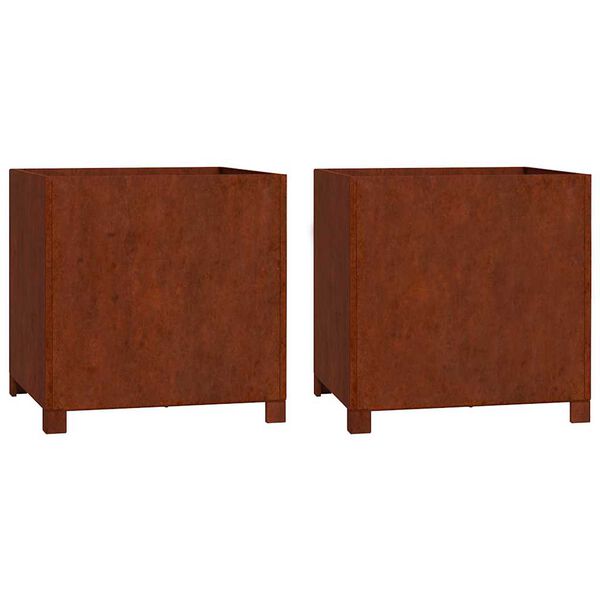 vidaXL Fioriere con Gambe 2pz Ruggine 50x50x50 cm Acciaio Corten