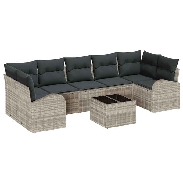 vidaXL Set Divano da Giardino Grigio chiaro 55 x 55 x 37 cm polyrattan