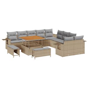 vidaXL Set Divano da Giardino 13 pcs Beige polyrattan