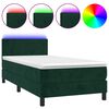 vidaXL Letto a Molle con Materasso e LED Verde Scuro 80x200cm Velluto