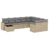 vidaXL Set Divano da Giardino 10 pz con Cuscini Beige in Polyrattan