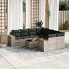 vidaXL Set Divano da Giardino 9pz con Cuscini Grigio Chiaro Polyrattan