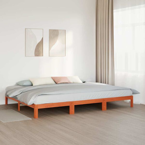 vidaXL Giroletto Familiare senza Materasso Marrone Cera 270x200 cm