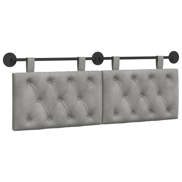 vidaXL Testata appesa Grigio chiaro 130 x 55 x 7 cm Velluto