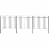 vidaXL Recinzione da Giardino con Parte Superiore ad Anello in Acciaio 504x150 cm Nera