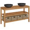 vidaXL Armadietto da Bagno in Legno di Teak con Lavabi in Marmo Nero