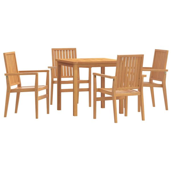 vidaXL Set da Pranzo per Giardino 5 pz in Legno Massello di Teak