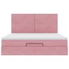 vidaXL Struttura Letto Pouf con Materassi Rosa 160x200 cm Velluto