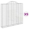 vidaXL Cesti Gabbioni ad Arco 9 pz 200x30x180/200 cm Ferro Zincato