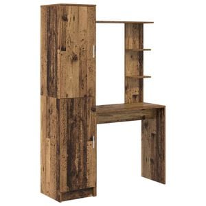 vidaXL Scrivania con lo scaffale con archiviazione 2 pz Legno vecchio