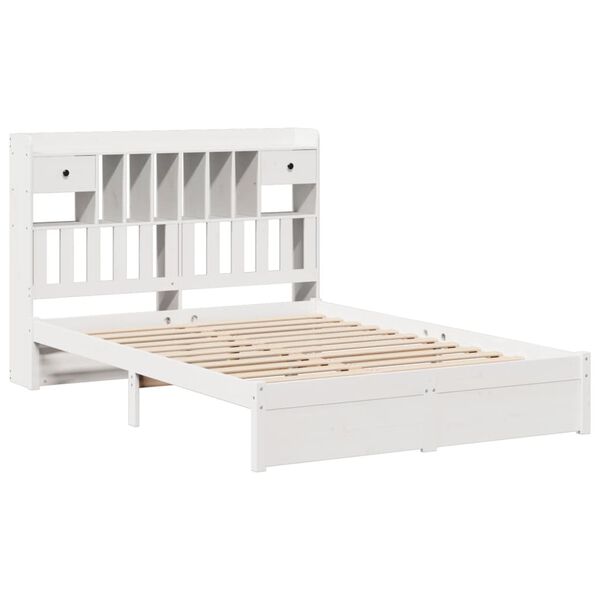 vidaXL Letto Libreria senza Materasso Bianco 160x200 cm Legno di Pino