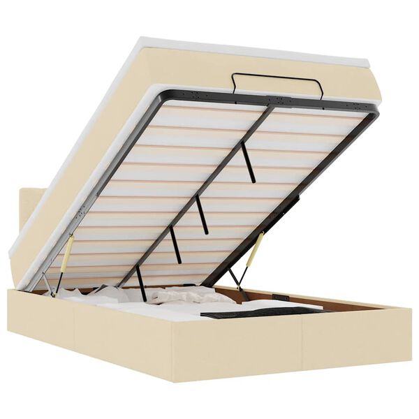 vidaXL Pouf Letto con Materasso e LED Crema 120x190cm in Tessuto