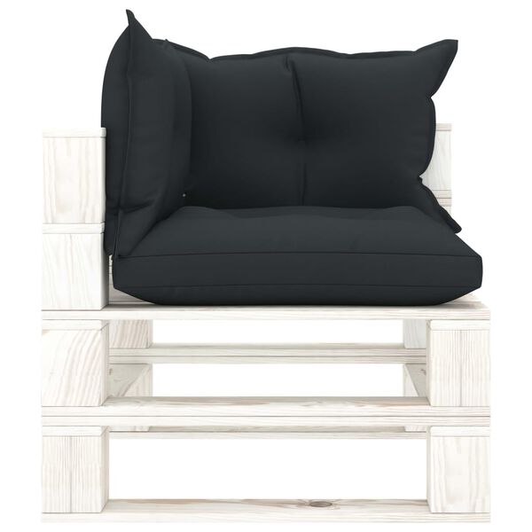 vidaXL Poltrona Angolare Giardino Pallet con Cuscini Antracite Legno
