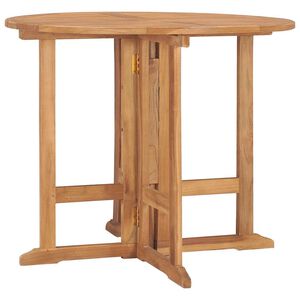 vidaXL Tavolo da Giardino Pieghevole &Oslash;90x75 cm in Massello di Teak