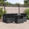 vidaXL Set Divano da Giardino con cuscino 7 pcs Nero Poly Rattan
