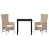 vidaXL Set da Pranzo per Giardino con cuscino 3 pcs Beige polyrattan