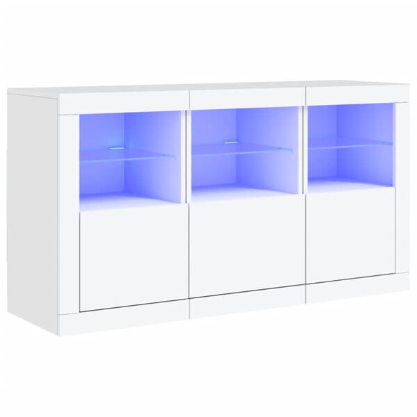 vidaXL Credenza con Luci LED Bianca 123x37x67 cm