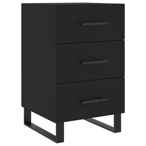 vidaXL Comodino Nero 40x40x66 cm in Legno Multistrato