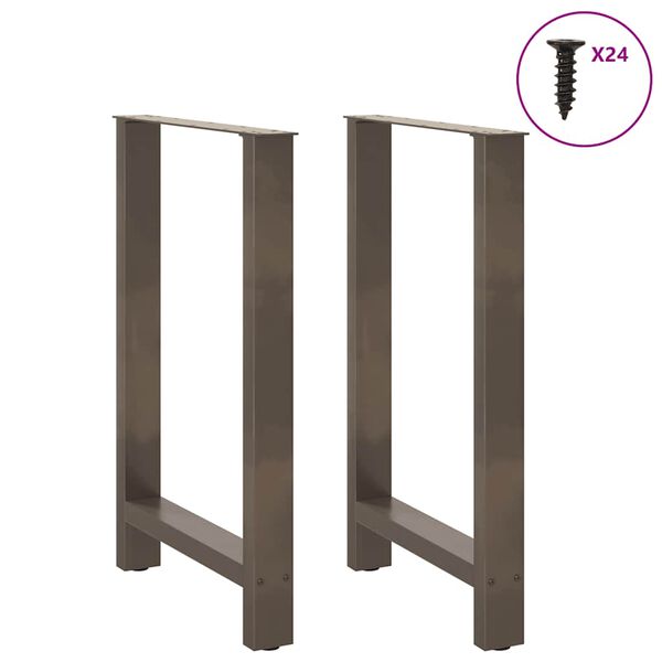 vidaXL Gambe per tavolo da bar in acciaio naturale 2 pz 60x(90-91) cm in acciaio